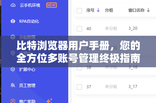 比特浏览器用户手册，您的全方位多账号管理终极指南