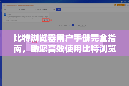 比特浏览器用户手册完全指南，助您高效使用比特浏览器