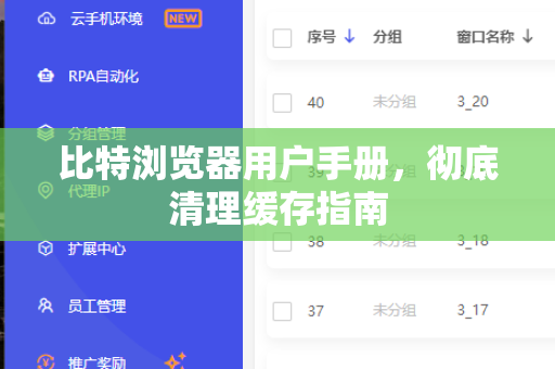 比特浏览器用户手册，彻底清理缓存指南