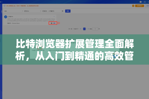 比特浏览器扩展管理全面解析，从入门到精通的高效管理技巧