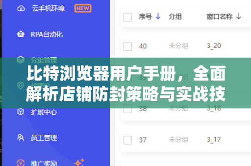 比特浏览器用户手册，全面解析店铺防封策略与实战技巧