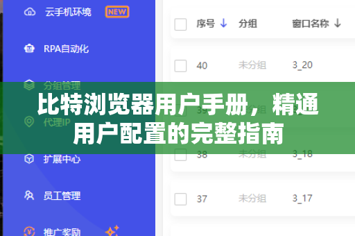 比特浏览器用户手册，精通用户配置的完整指南